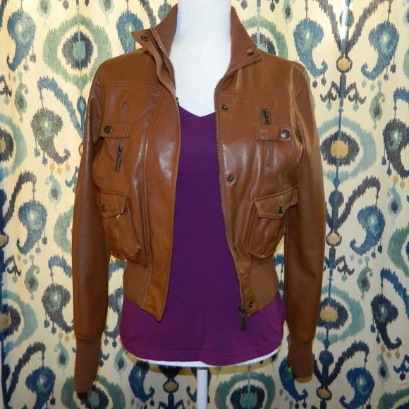 Brown leather jacket - Picture 1 of 4